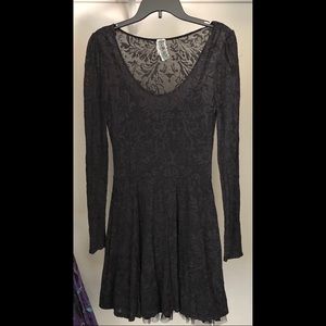 Black lace circle skirt skater dress - Free People